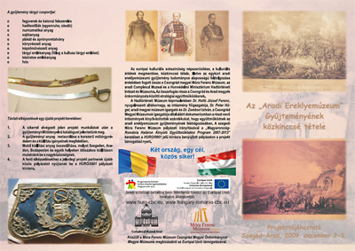 Aradi Ereklyemúzeum Gyujteményének tárgyi csoportja